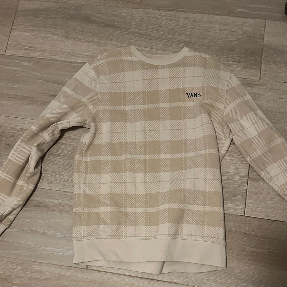 Vans Men's Beige Checkered Crewneck Sweater